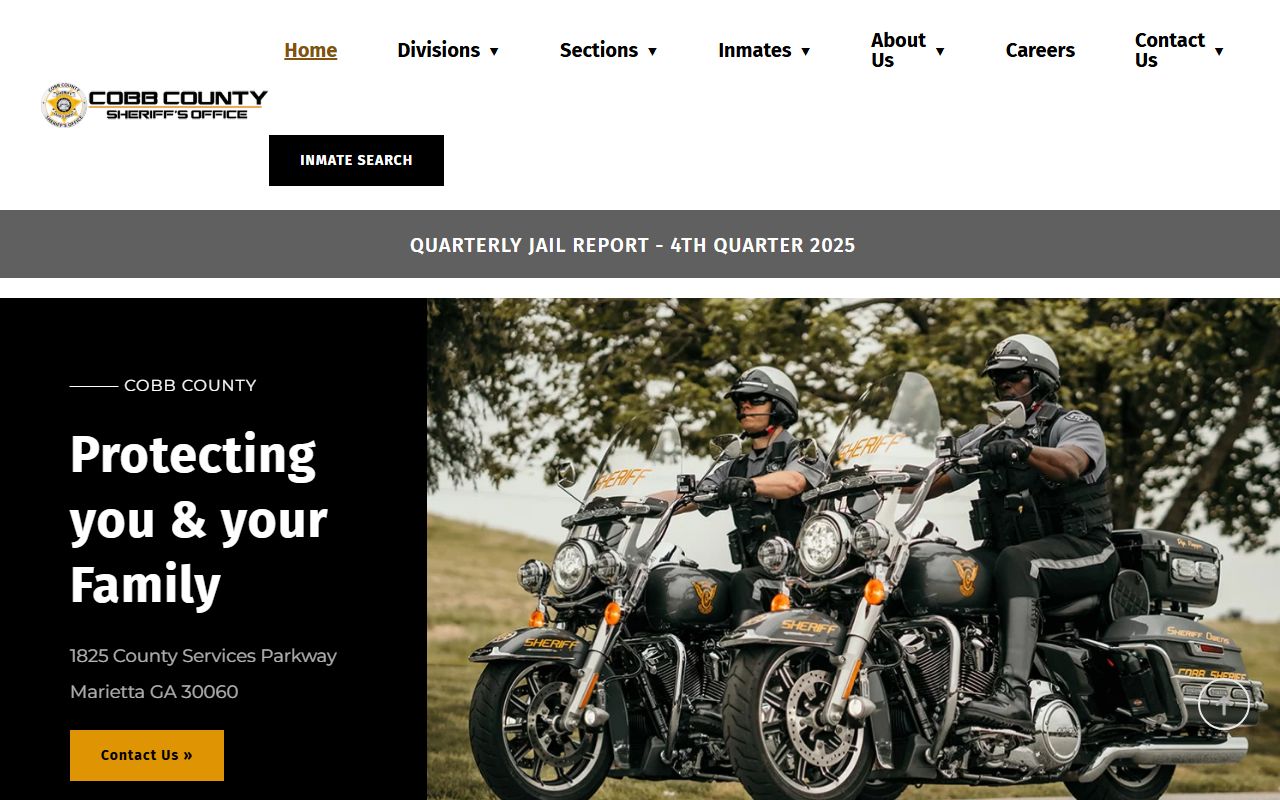 Cobb County Sheriff homepage for inmate population searches