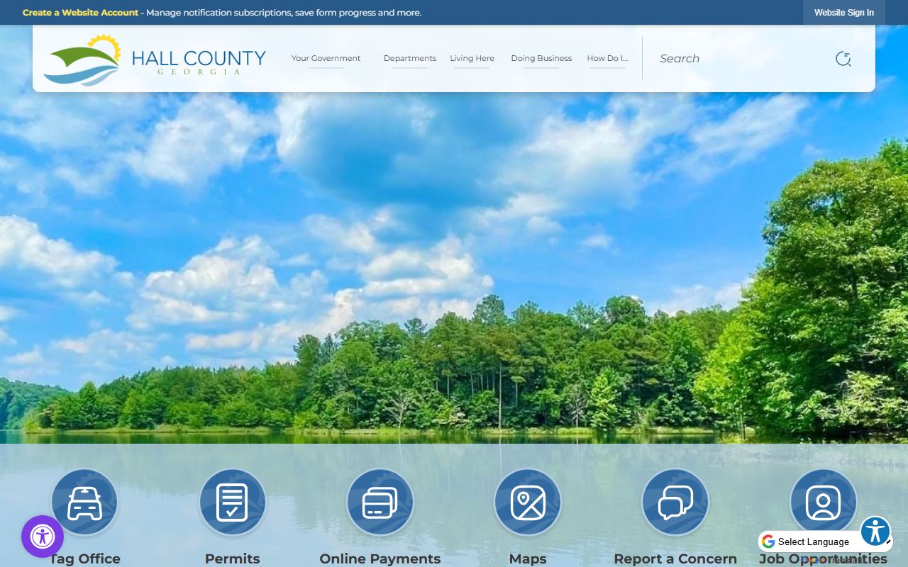 Hall County official website homepage