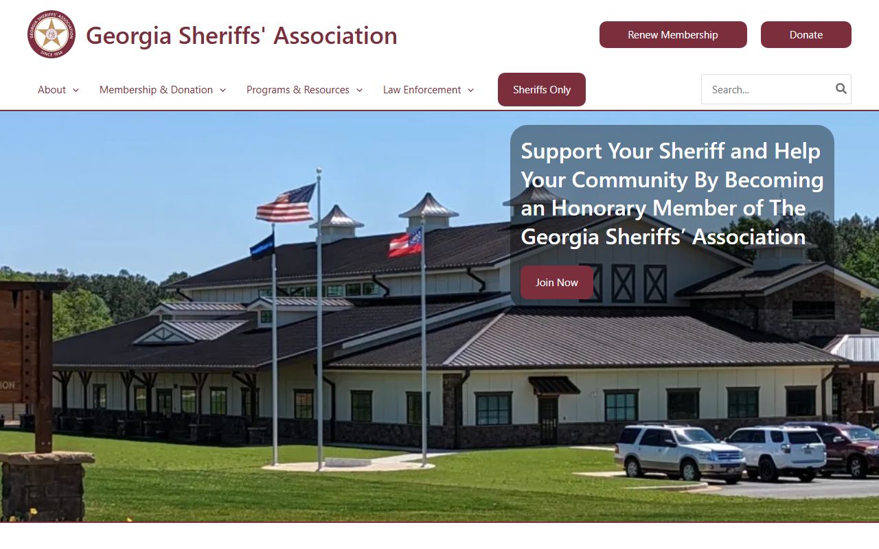 Georgia Sheriffs Association homepage for county jail inmate population info